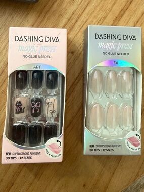Dashing Diva Magic Press Press-On Nails - Black Kitty and Pink Champagne